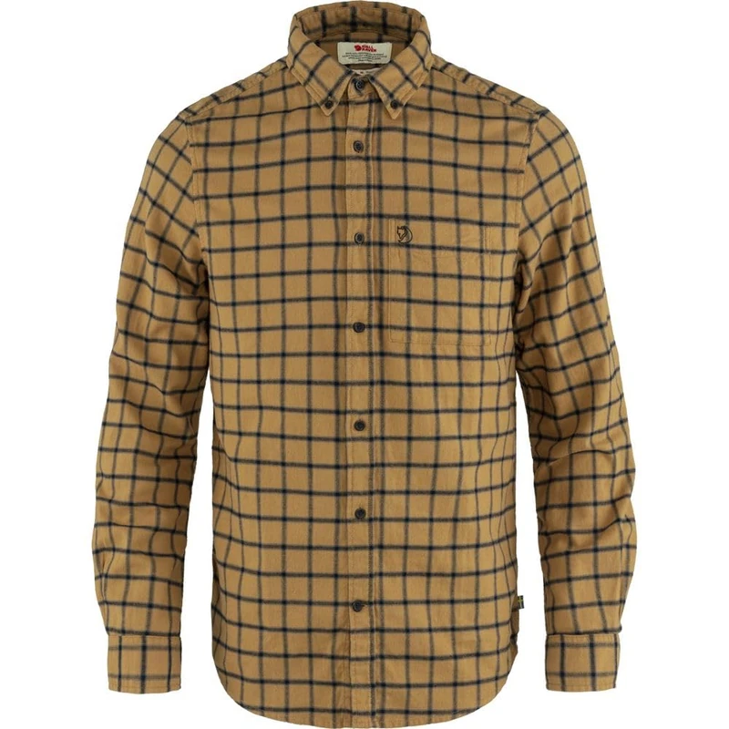 Fjällräven F82979-232-555 Övik Flannel Shirt, Men, Buckwheat Brown/Dark Navy, XXL