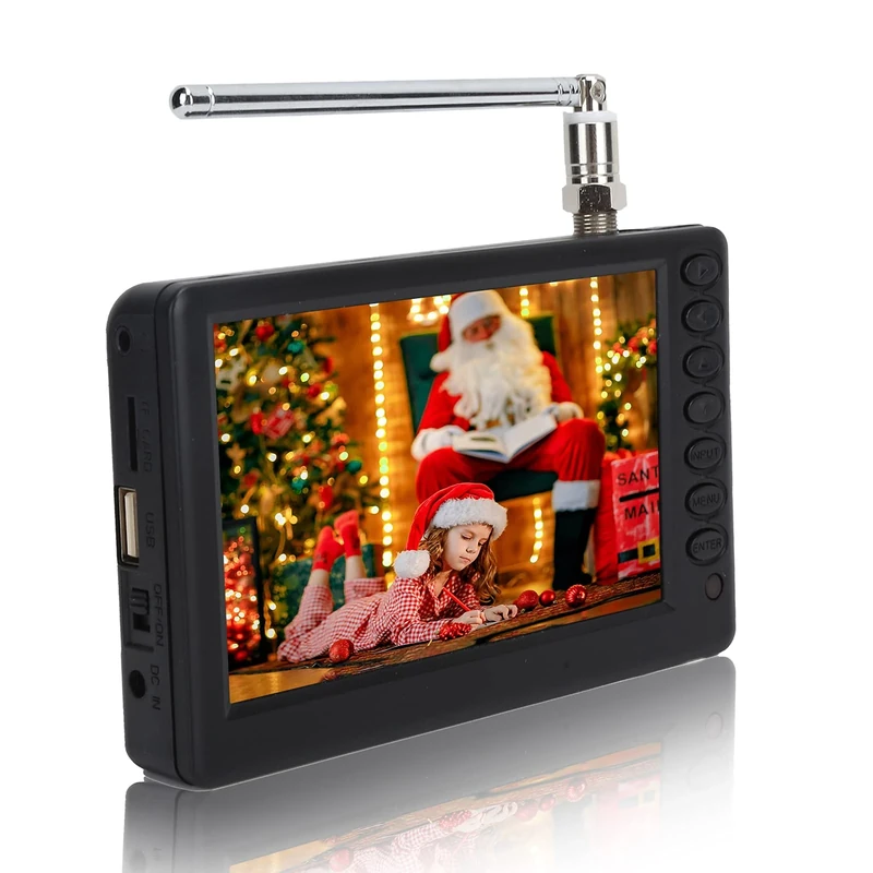 Dpofirs 5 Inch Portable HD TV, 1500mAh LCD TV Digital & Analog Equipped with USB port, Memory Card Slot, U Disk Content Player for Travel, Camping