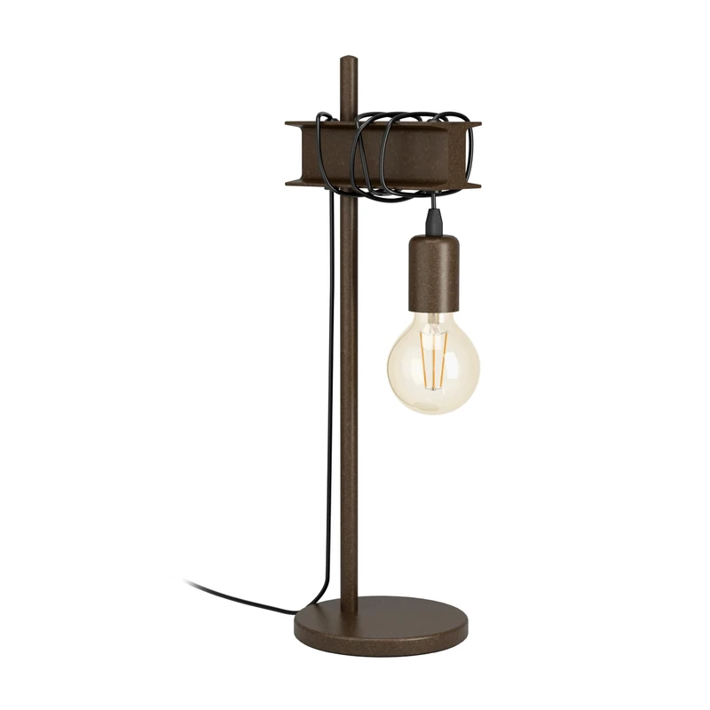Eglo Bedside lamp Townshend 4, Vintage and Industrial Table Light Made of Antique Brown Metal, Living Room Lighting with Switch, E27 Socket