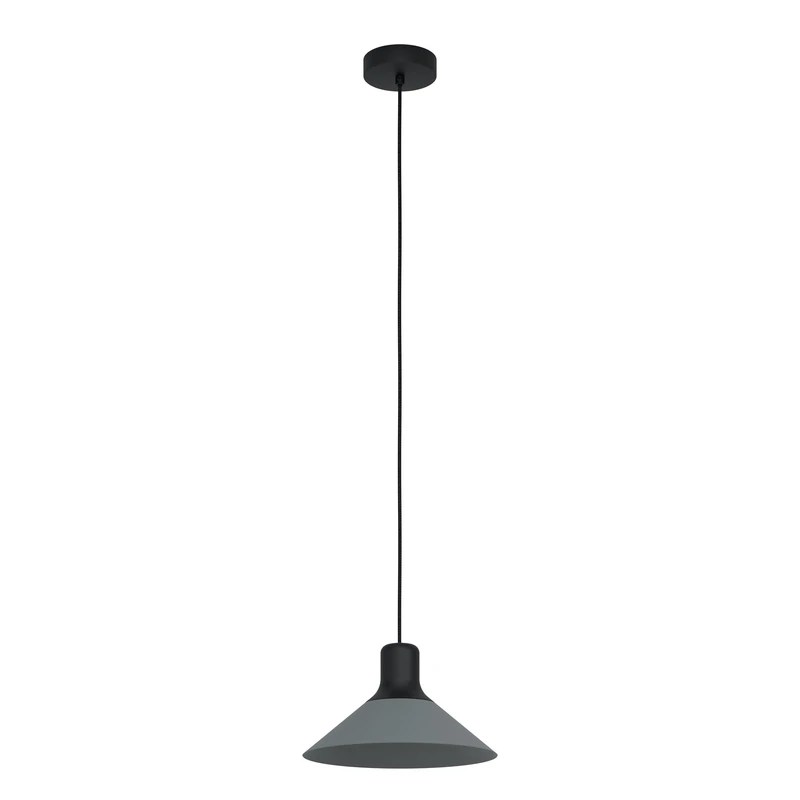 EGLO Pendant Lighting Abreosa, Ceiling Light Fixture for Dining and Living Rooms, Hanging Light Made of Black and Grey Metal, E27 Socket