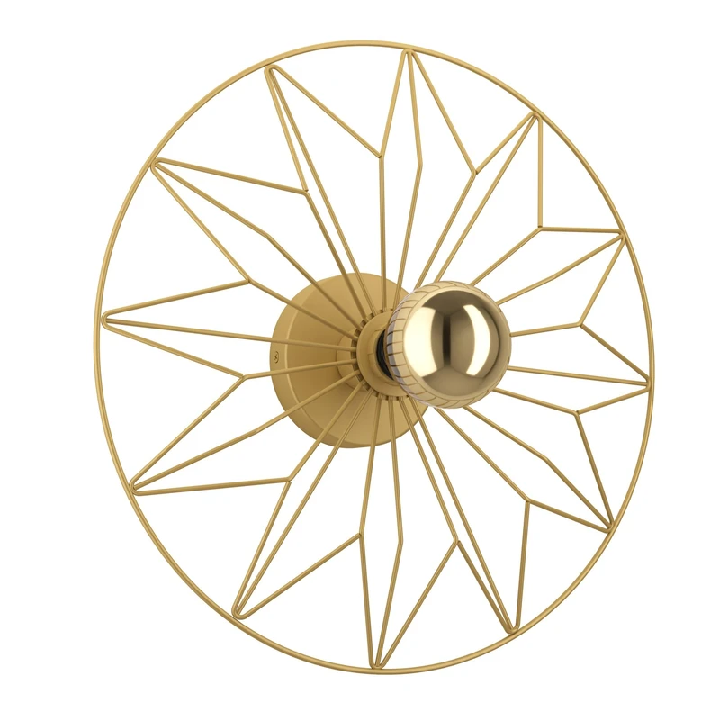 EGLO Flush Ceiling Light Fradelo 1, Elegant Retro Style Wall Lamp Made of Gold-Finished Metal, Star-Shaped Living Room and Bedroom Lighting, E27 Socket, Ø 42,5 cm