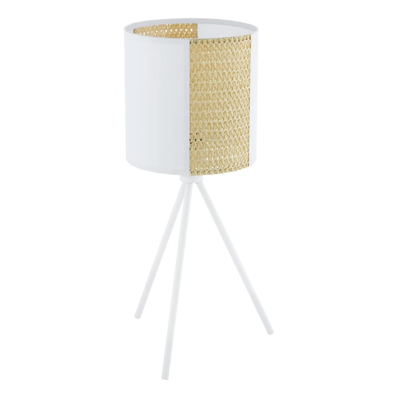 Eglo Bedside lamp Arnhem, Table Light in Vintage, Boho and Hygge Style, Natural Living Room Lighting Made of White Paper, Seaweed and Metal, E27 Socket