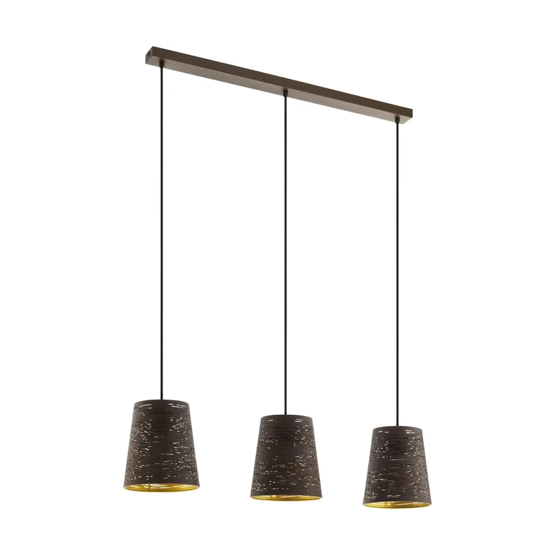 EGLO Pendant Lighting Segezia, 3 Lamp Ceiling Light Fixture for Dining and Living Rooms, Hanging Light Made of Metal in Mocha and Gold for Dining and Living Rooms, E27 Socket