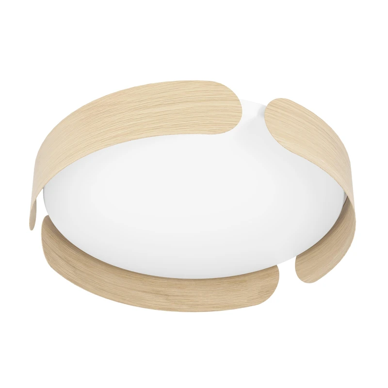 EGLO LED Ceiling Light Valcasotto, Minimalist Lighting Made of Metal in Wood Optics and White Plastic, Flush Mount Living Room and Bedroom Lamp, Warm White