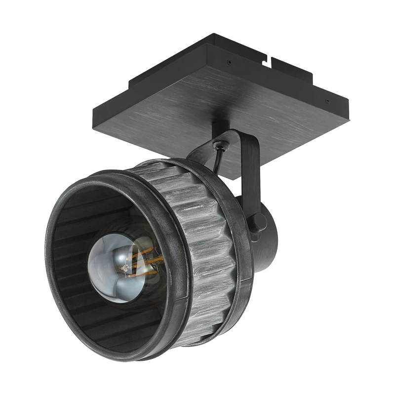 EGLO Indoor Wall Light Turrock, Vintage and Industrial Style Wall Lamp Made of Black Metal with Grey Patina, Spotlight for Living Room and Bedroom, E27 Socket