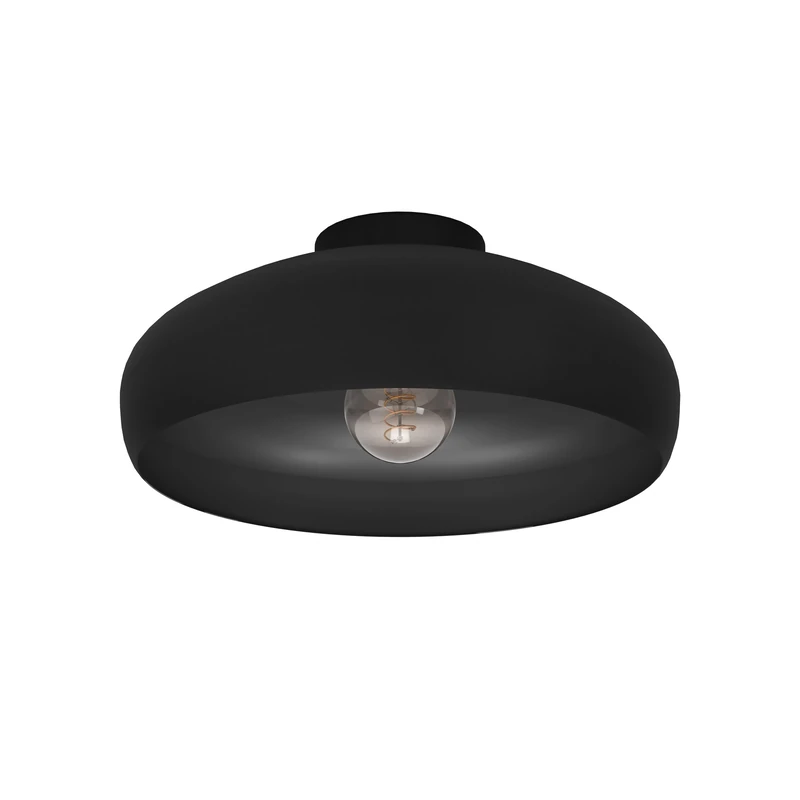 Eglo Mogano Flush Ceiling Light, Black Metal Industrial Design Lighting, Living Room, Bedroom and Hallway Lamp, E27 Socket