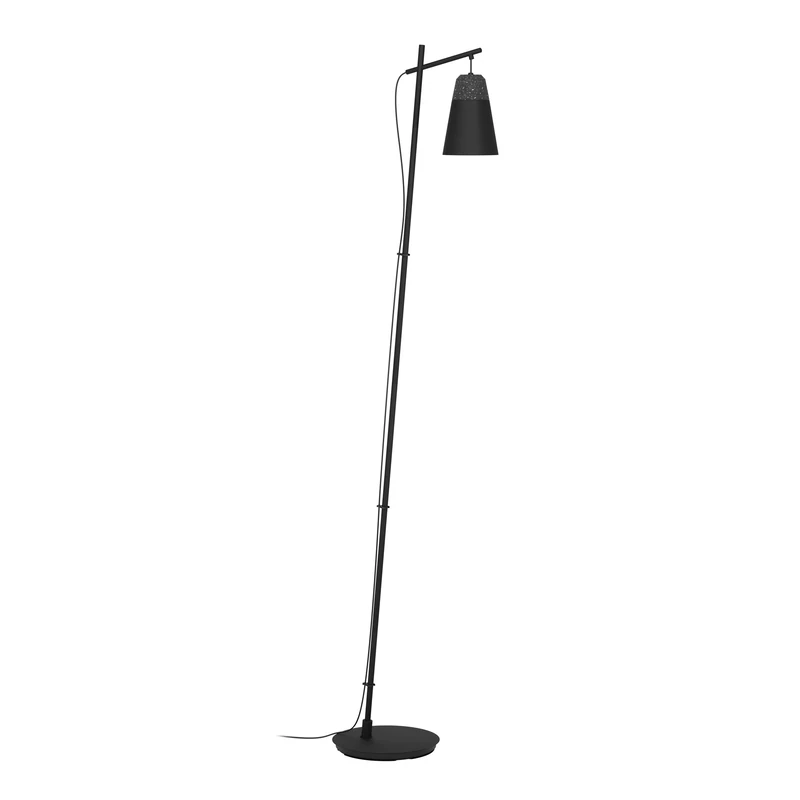 Eglo Floor lamp Canterras, Standing Light Made of Grey White terrazzo and Black Metal, Living Room Lighting with Foot Switch, E27 Socket