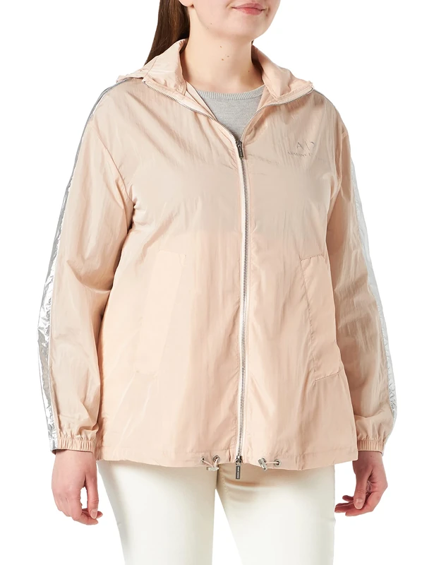Armani Exchange Women's Packable Inside The Hood, Hoodie, Drawstrings Jacket, Aurora, Medium Pink - Image 1