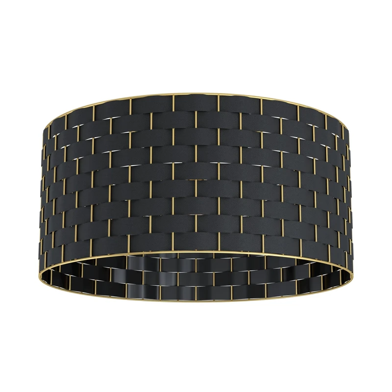 EGLO Flush Ceiling Light Marasales, Elegant Lighting Made of Black Fabric and Brass Metal, Living Room and Bedroom Lamp, E27 Socket