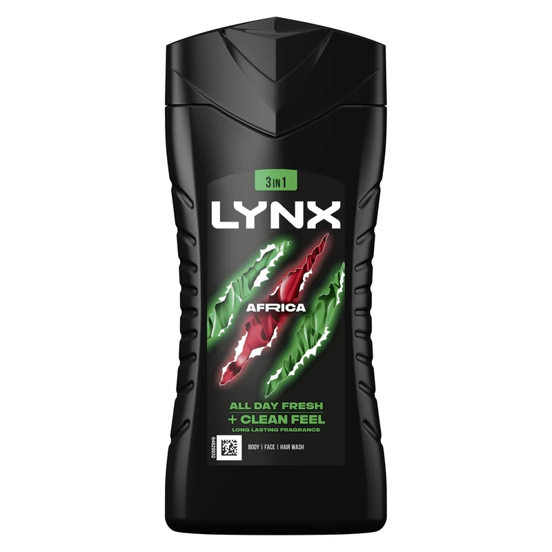 Lynx Africa Shower Gel 225ml - 100% Plant-Based Moisturiser - Image 1