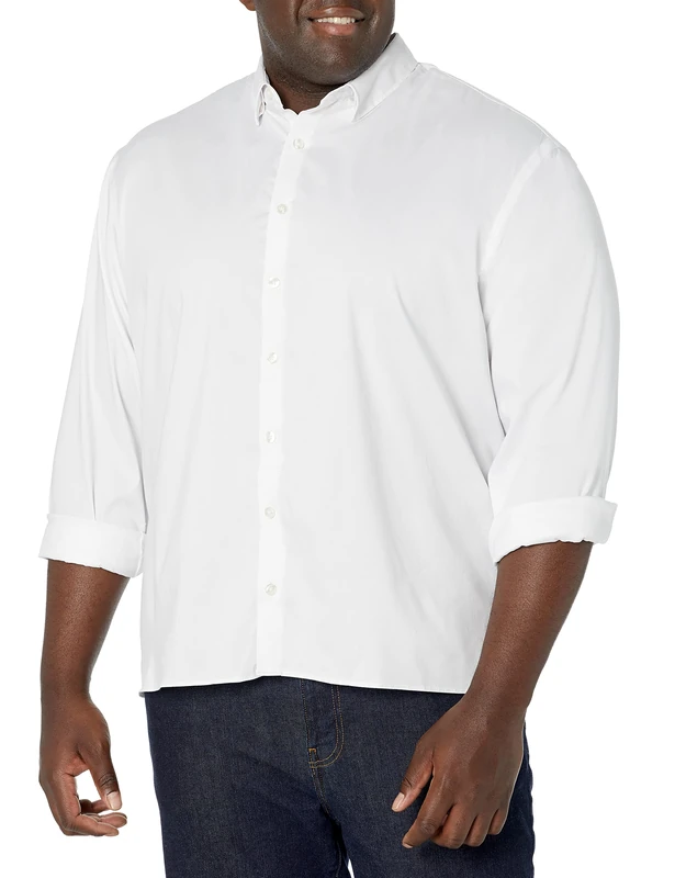 Van Heusen Men's Big and Tall Stain Shield Never Tuck Stretch Button Down Shirt, Bright White Solid, 3XL