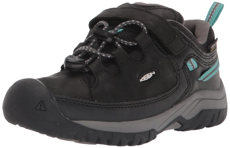 KEEN Little Kid's Targhee Low Height Waterproof Hiking Shoe, Black/Star White, 12