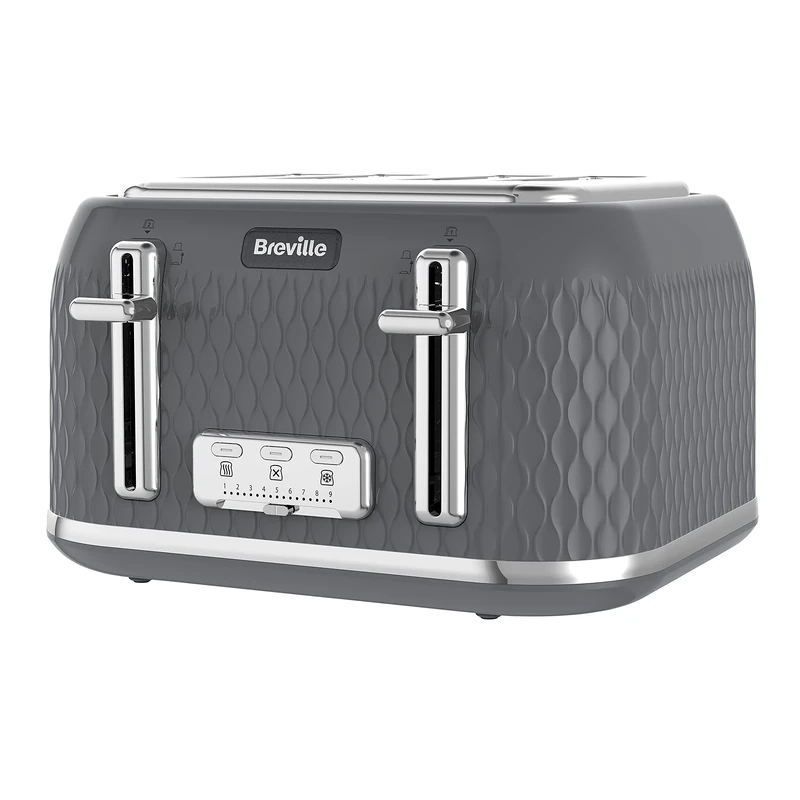 Breville Curve 4 Slice Toaster with High Lift & Wide Slots | Grey & Chrome [VTR013]