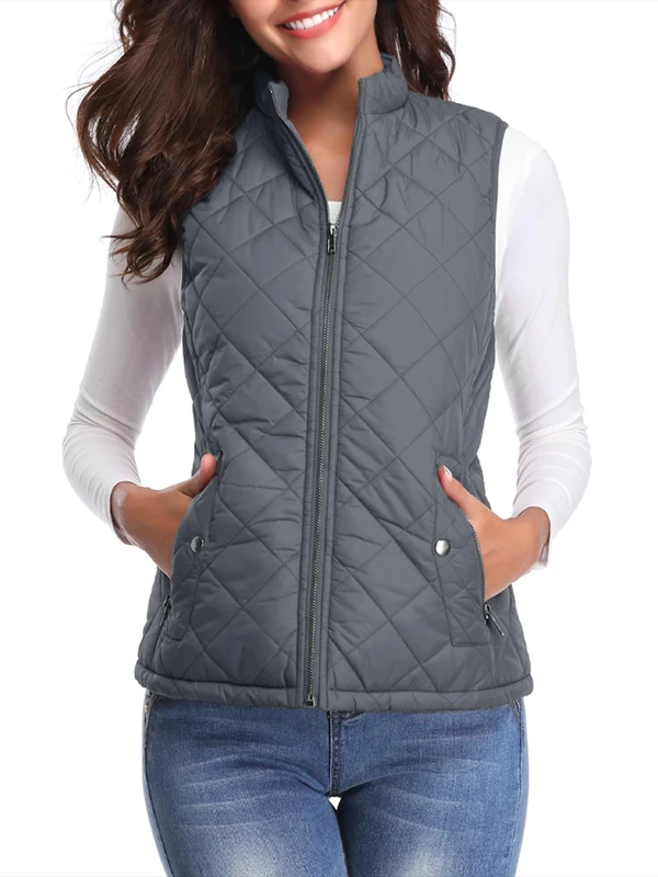fuinloth Women's Quilted Gilet, Body Warmer Padded Outdoor Sleeveless Vest