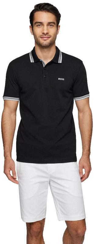 BOSS Men's Polo Shirt, Regular Fit, Black, L