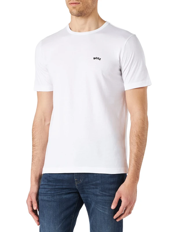 BOSS Men's Tee Curved T-Shirt, White100, XXL