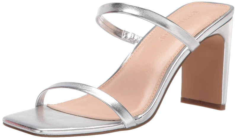 The Drop Women's Avery Square-Toe Two-Strap High Heeled Sandal, Silver, 7 UK - Image 1