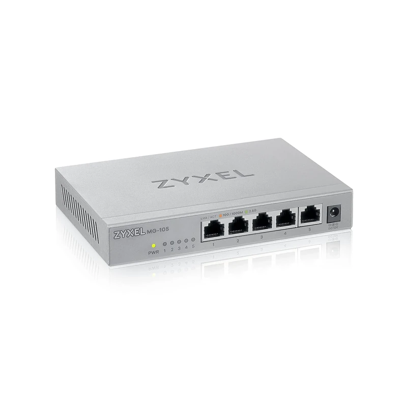 Zyxel 5-Port 2.5G Multi-Gigabit Unmanaged Switch for Home Entertainment or SOHO Network [MG-105]