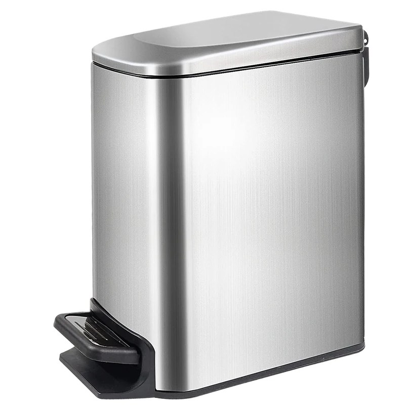 JACY&Co Small Trash Can - 6L Stainless Steel, Soft Close Lid