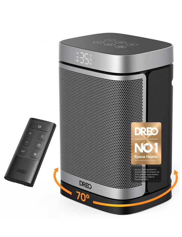 DREO Electric Space Heater, Portable Heaters for Home, 1500W PTC Ceramic Heater with Thermostat, Remote Control, 3 Mode 3 Speed, 1-12H Timer, Overheat & Tip-Over Protection, ECO-Mode