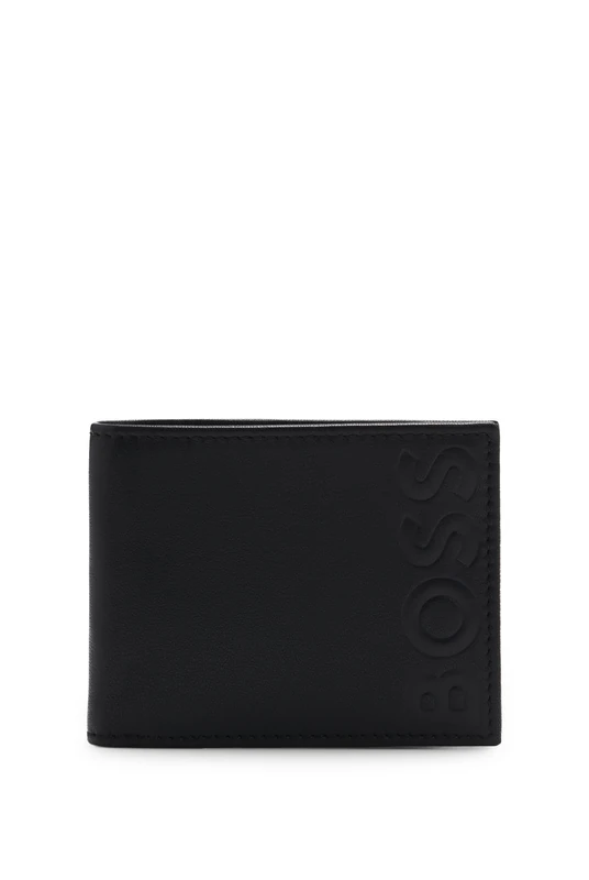 BOSS Mens Big BB 6 cc Embossed-logo wallet in grained leather