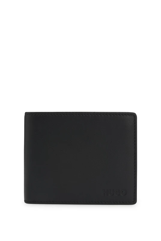 HUGO Mens Subway Trifold Embossed-Logo Wallet in Leather