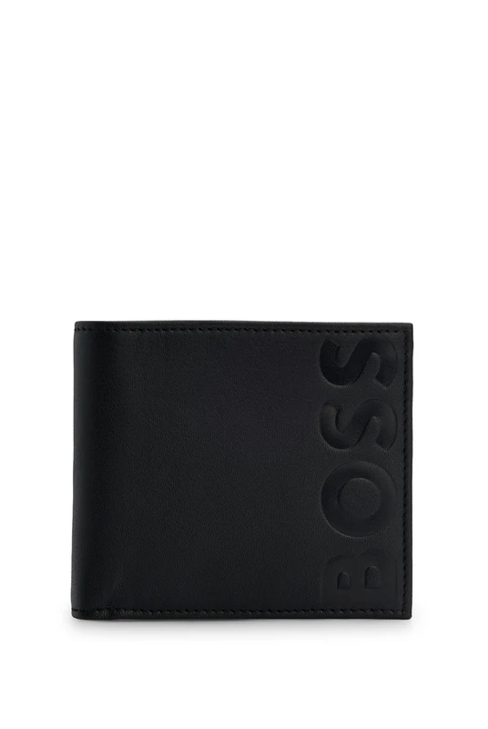 BOSS Mens Big BB 4 cc coin Embossed-logo wallet in grained leather