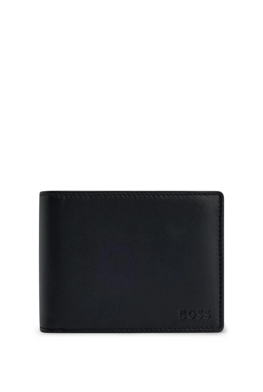 BOSS Mens Arezzo Embossed-Logo Wallet in Grained Leather