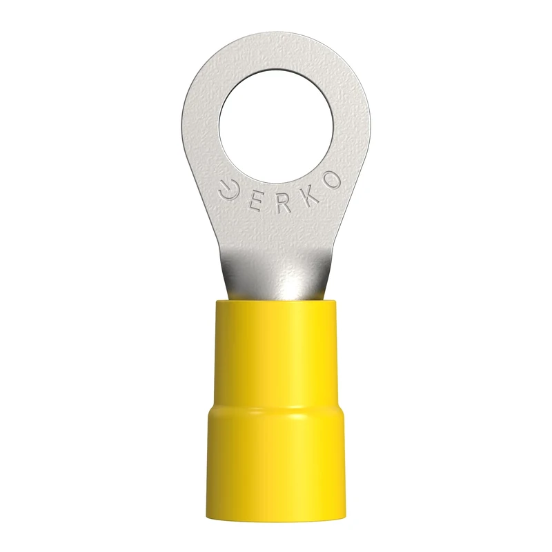 ERKO Professional Insulated Ring terminals 100 pieces, for M10 Screws and Wire Size of 4 ÷ 6 mm² with Polyamide Insulation, Manufactured According to DIN 46234. Silver