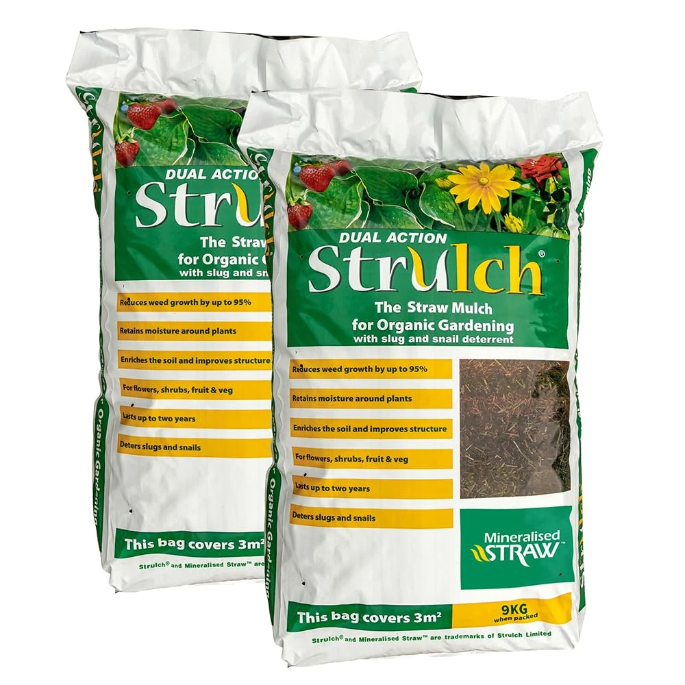 YouGarden 2 x 100L Strulch Mulch Straw Mulch in 9kg Bags, Natural Straw Mulch for Gardens Perfect as a Natural Slug and Snail Deterrent, Mulches for Gardens UK