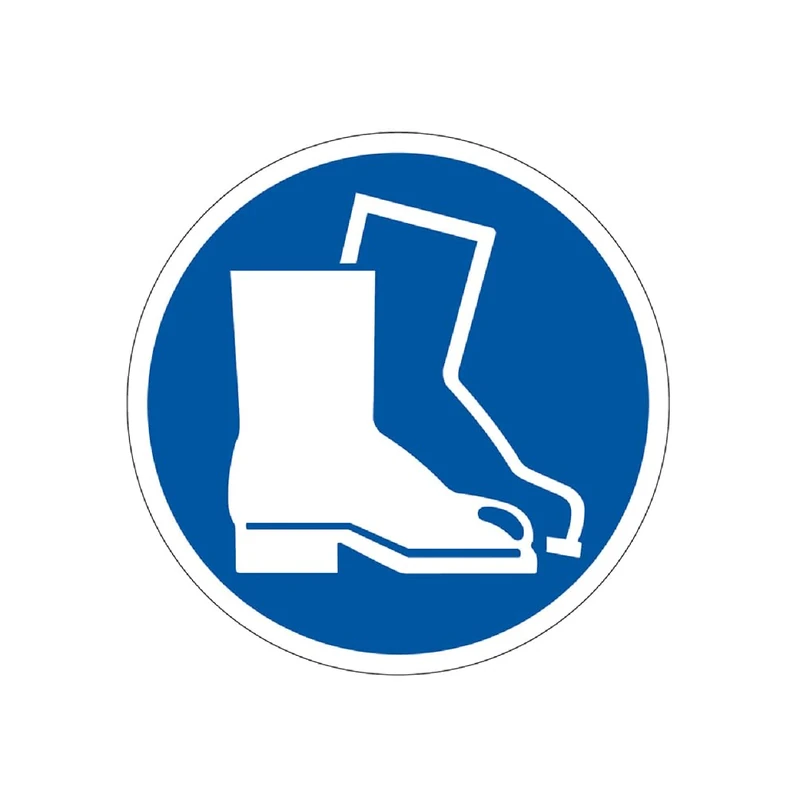 400mm Self-Adhesive Wear Safety Boots Floor Sticker - Durable Anti-Slip Vinyl PPE Safety Sign for Foot Protection Compliance, Easy Peel & Stick Installation - Image 1
