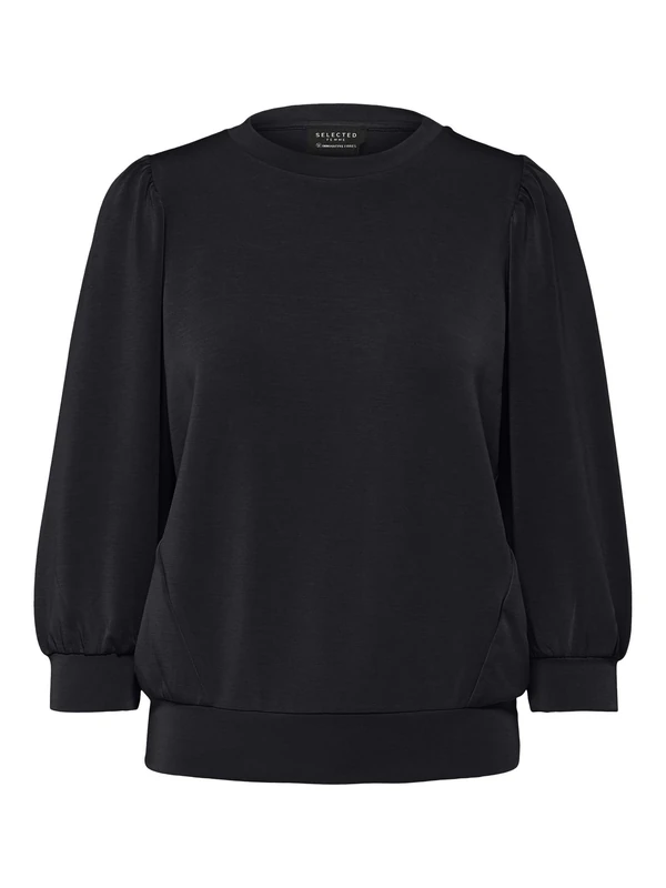 SELECTED FEMME BLACK Women's SLFTENNY 3/4 Sweat TOP NOOS Sweatshirt, Black, M