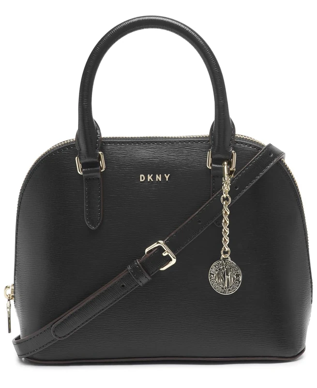 DKNY Women's Bryant Dome Satchel, Black/Gold, One Size