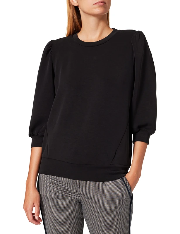 SELECTED FEMME BLACK Women's SLFTENNY 3/4 Sweat TOP NOOS Sweatshirt, Black, XL