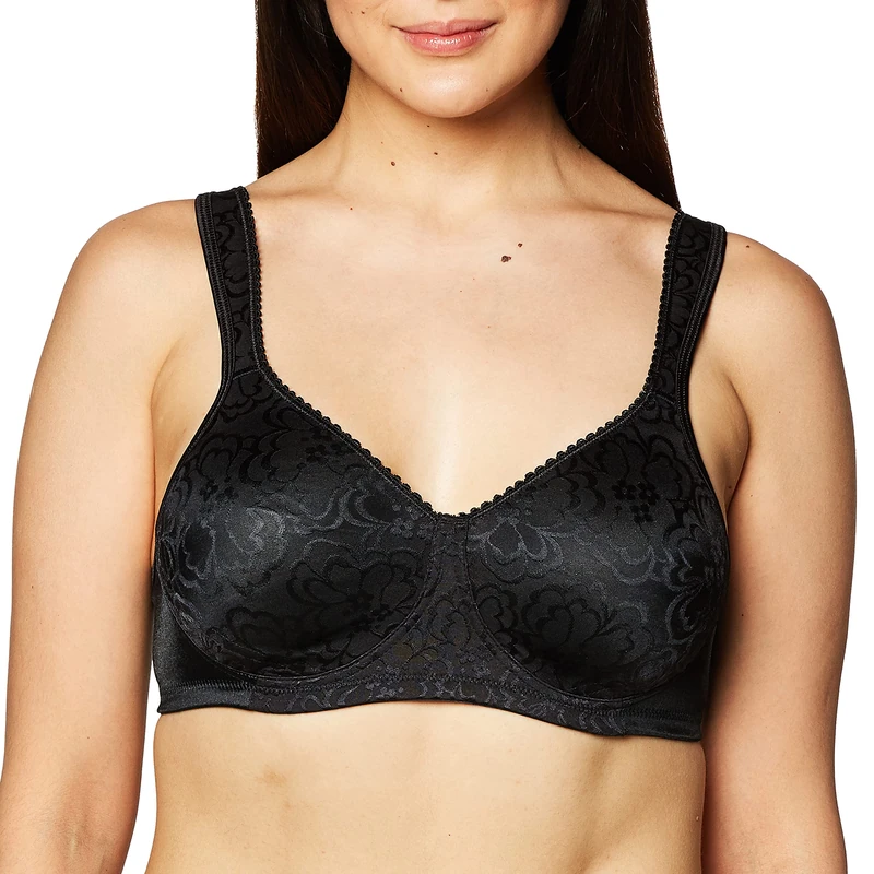 Playtex Women's 18-Hour Ultimate Lift Wireless Full-Coverage Bra, Single, Opaque, Black/Black, 2-Pack, 38 E (Pack of 2)