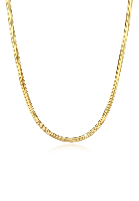Elli Premium Necklace Ladies Snake Necklace Flat Elegant Herringbone Trend Blogger In 925 Sterling Silver Gold Plated