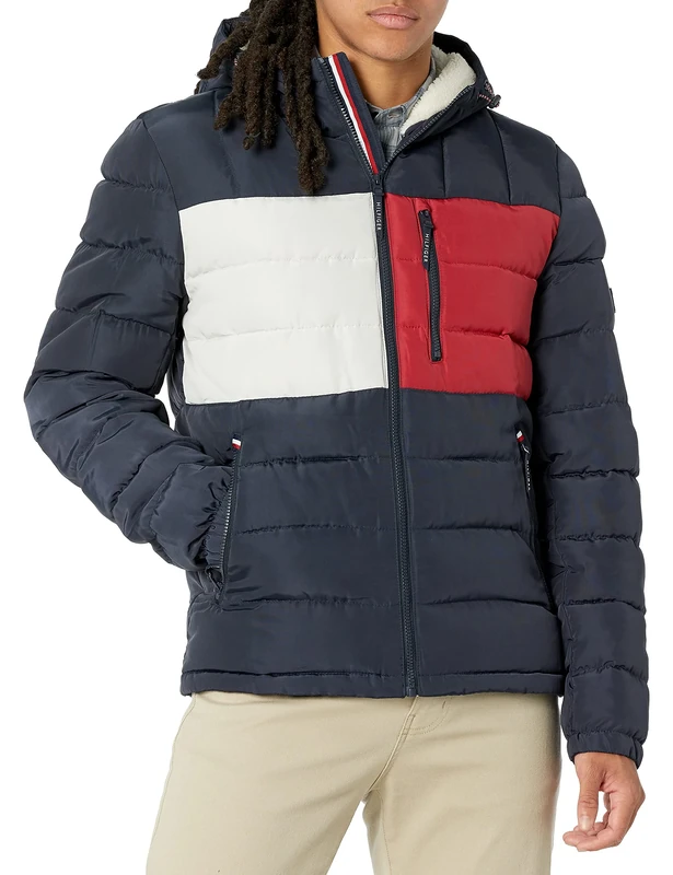 Tommy Hilfiger Men's Sherpa Lined Water Resistant Puffer Jacket - M