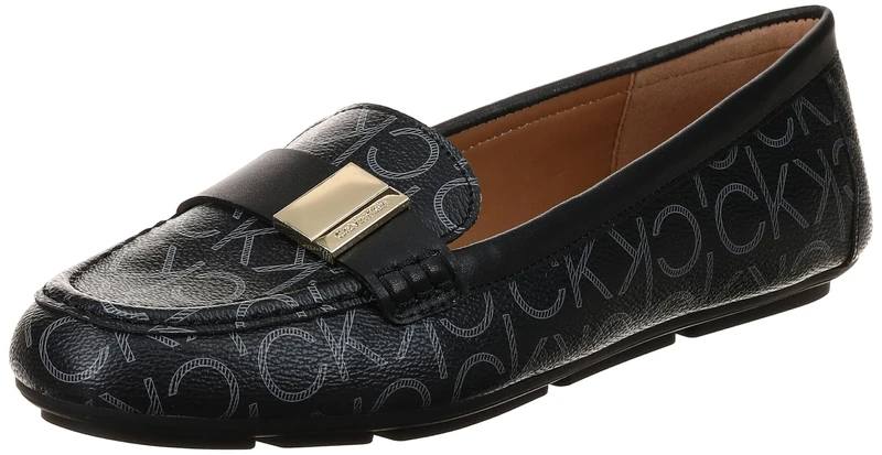 Calvin Klein Women's Lisa Loafer Flat, Black Multi 002, 3.5 UK