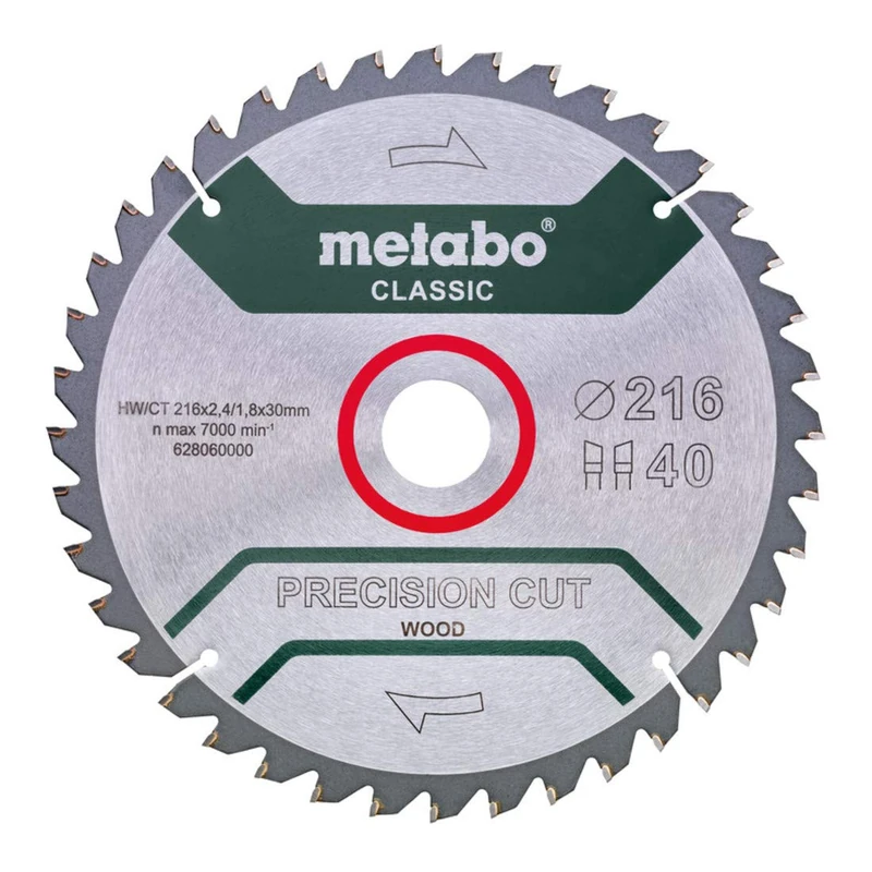 Metabo 628326000 Precision Cut Wood Classic Circular Saw Blade 254 x 30, Z40 WZ 20° / B