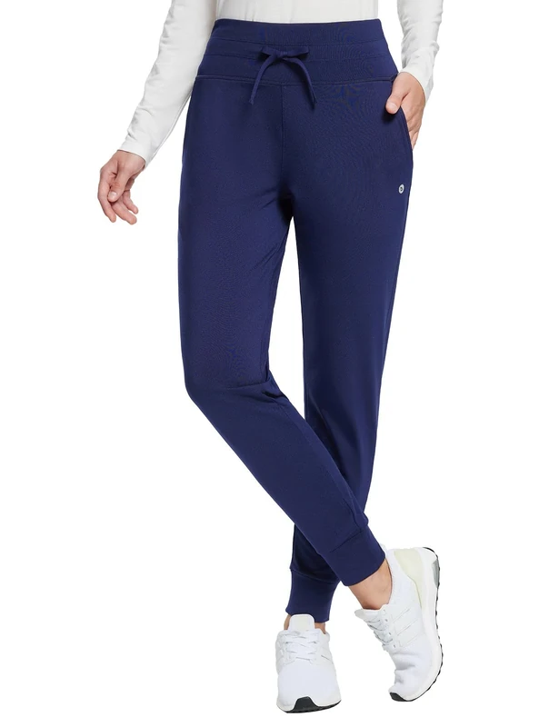 baleaf Women's Fleece Lined Joggers High Waisted Water Resistant Thermal Winter Trousers Running Yoga Pants Blue L