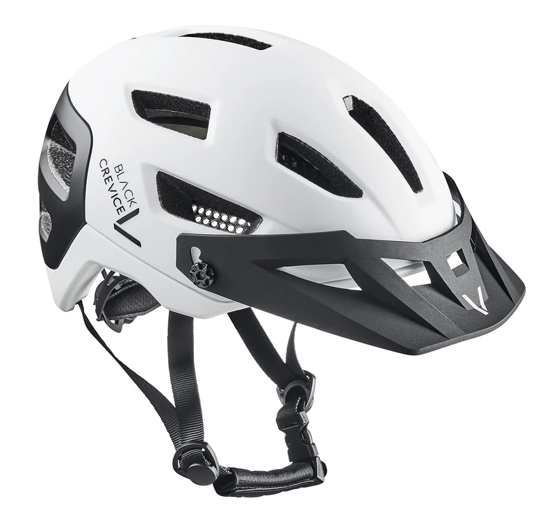 Black Crevice MTB Bicycle Helmet, White/Black, S/M (54-58 cm)