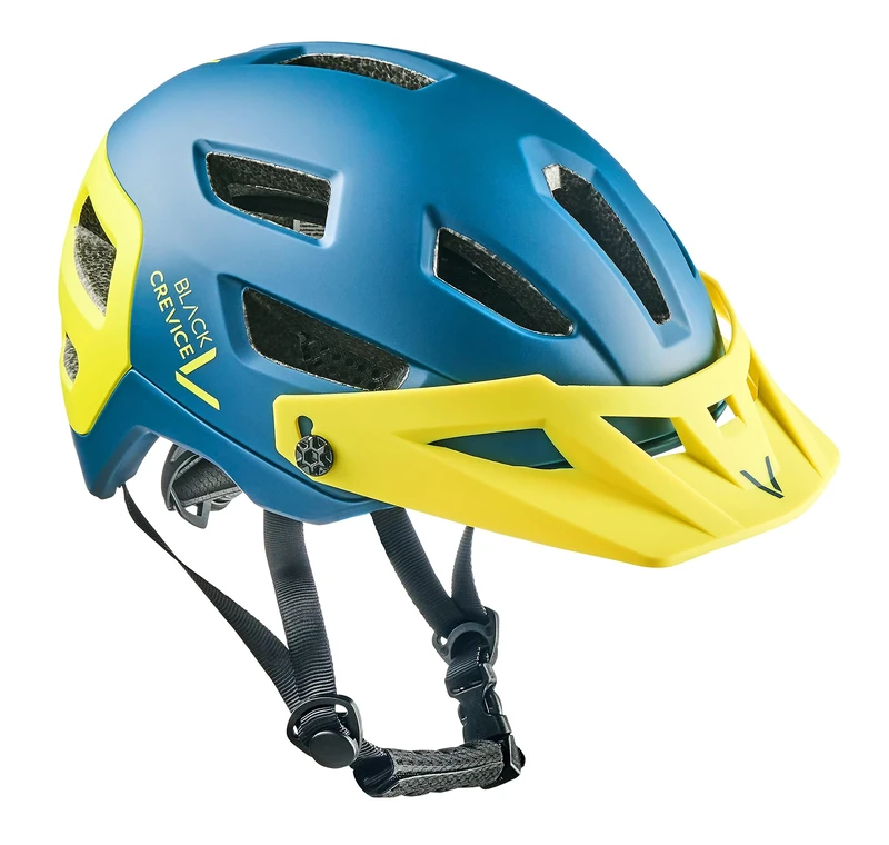 Black Crevice MTB Bicycle Helmet, Petrol/Yellow, S/M (54-58 cm)