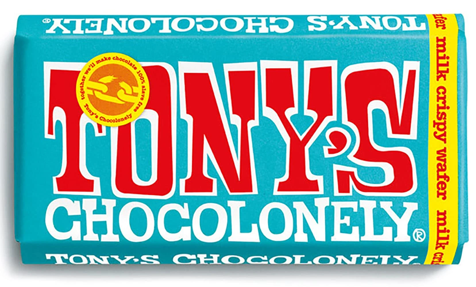 Tony's Chocolonely Milk Crispy Wafer Chocolate Bar - 180g, Milk Chocolate, Gift, Vegetarian - Belgian Fairtrade Chocolate