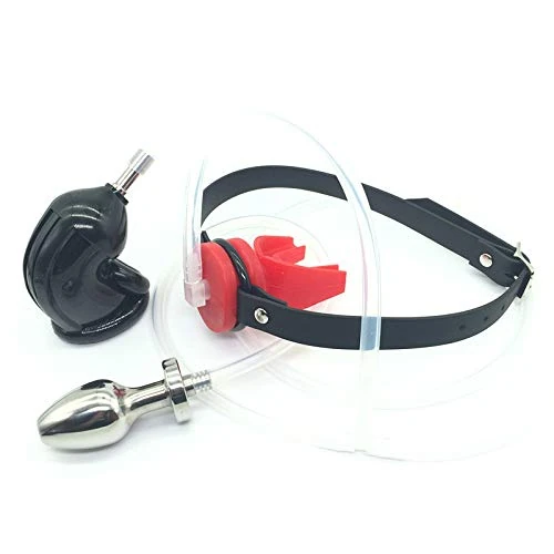 Bondage Masters Chastity Device with Connectable Butt Plug & Mouth Gag