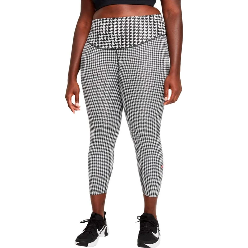 Nike Women's One Df Icnclsh Pr Mr Leggings, White/Black/Chile Red, S