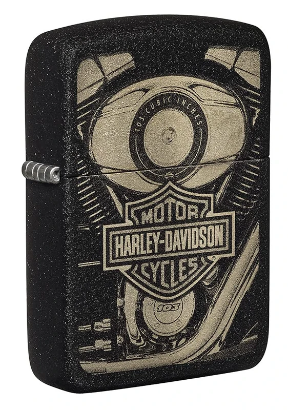 Zippo Windproof Lighter - Harley Davidson - 1941 Replica with Black Crackle Finish - Refillable - Reusable - Windproof Design - Gift Box - Metal - Made in USA