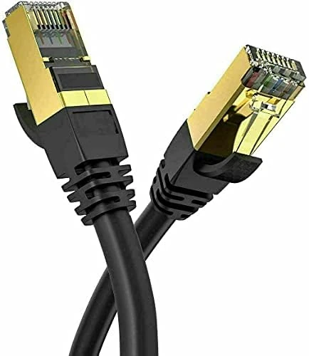 Reldor Black CAT8 RJ45 Network Ethernet Cable Gold Plated 40Gbps SSTP Ultra High Speed Modem Connector LAN round internet cable Lead Patch cable for use in Home Office and Gaming cables (5M) - Image 1