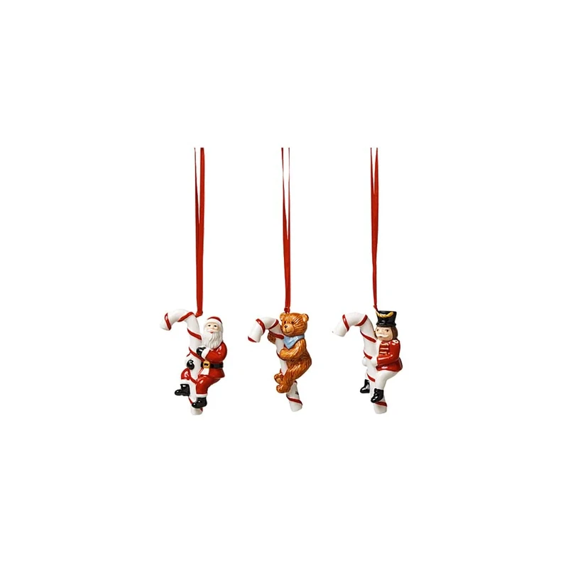 Villeroy & Boch - Nostalgic Ornaments, Ornaments Candy Cane, Set of 3pcs, 13 x 3,5 x 7,5cm, Porcelain, multi-coloured, 14-8331-6690