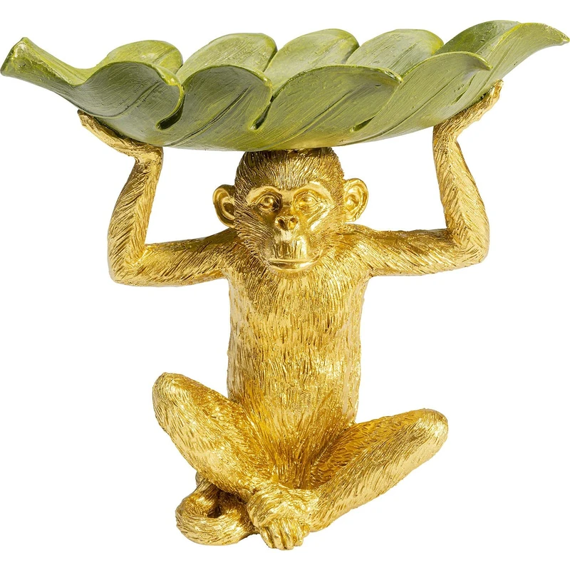Kare Design Deco Bowl Banana Leaf, Green/Gold, Tropical, Animal Motif, Gift Idea, Decorative Home Accessories, Room Decor for Living Room, Bedroom, 22 x 24 x 14 cm (H/W/D)