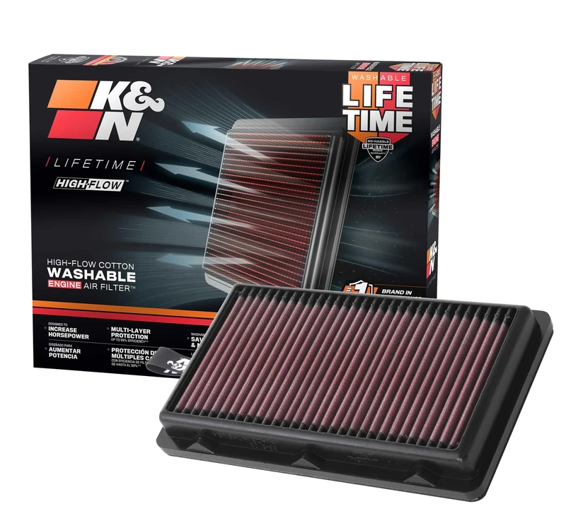K&N High-Flow Original Lifetime Engine Air Filter: Increase Power: Washable: Compatible with HYUNDAI/KIA: Santa Cruz, Santa FE, Sonata, Staria, Tucson, Carnival, K5, Sedona, Sorento, Sportage, 33-5108